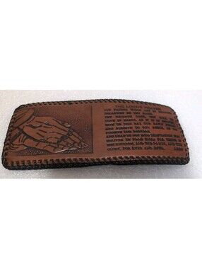 Handmade LACED LEATHER BI FOLD WALLET  The Lord's Prayer Praying Hands USA